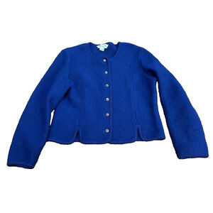 Deans of Scotland Women's Blue‎ Vintage Button Wool Cardigan Sweater Size L